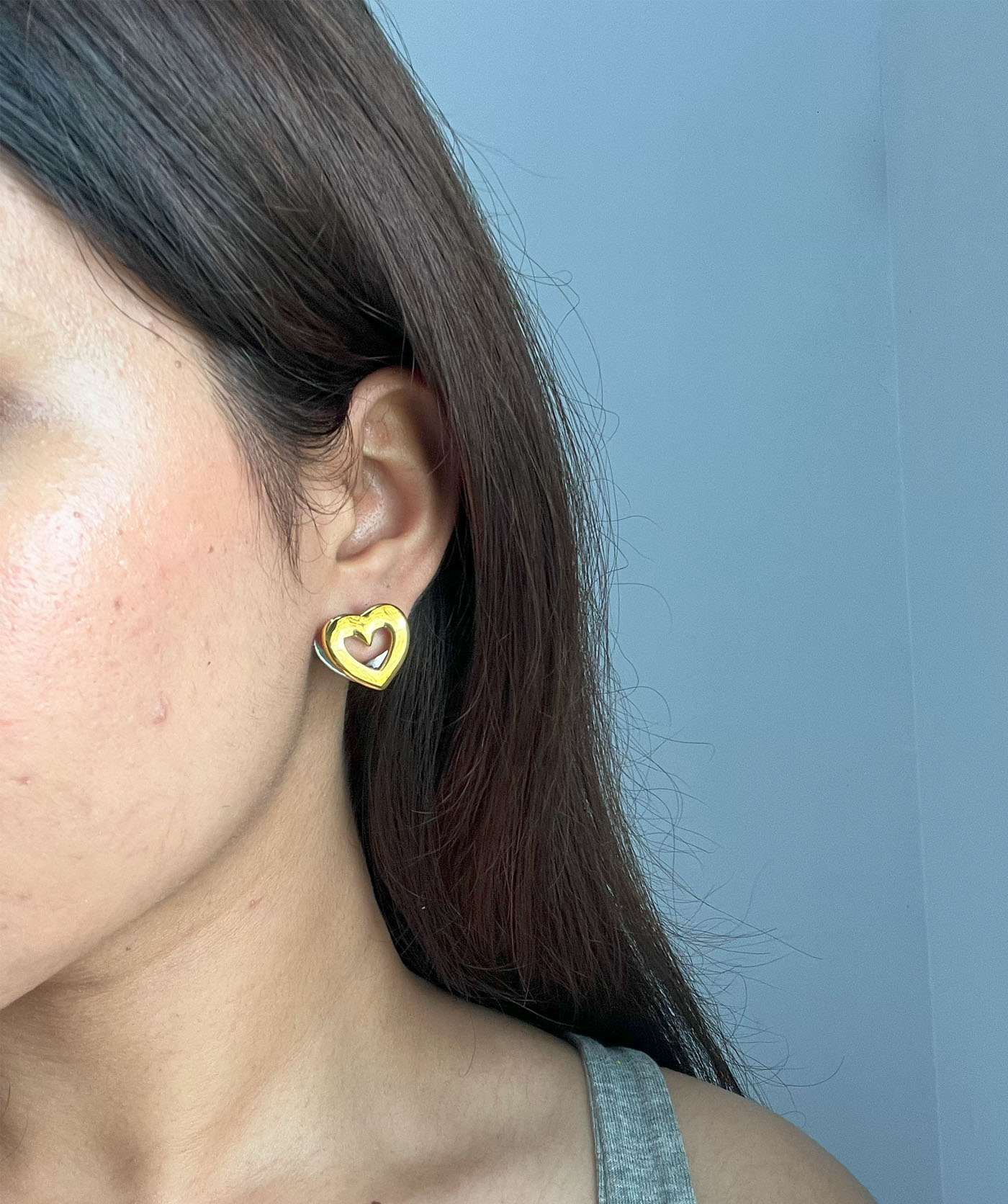 Half & Half Hearts Studs