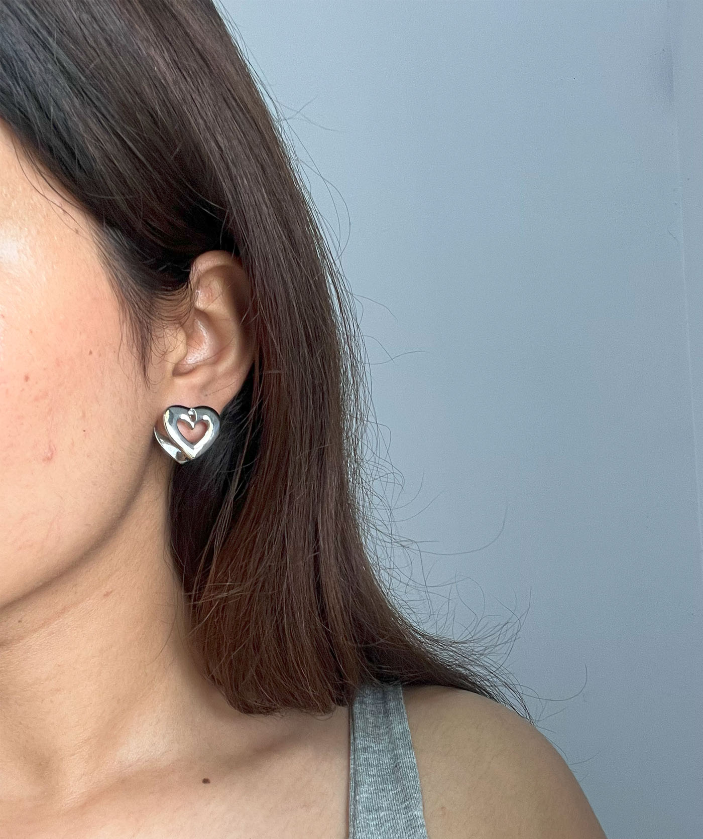 Half & Half Hearts Studs