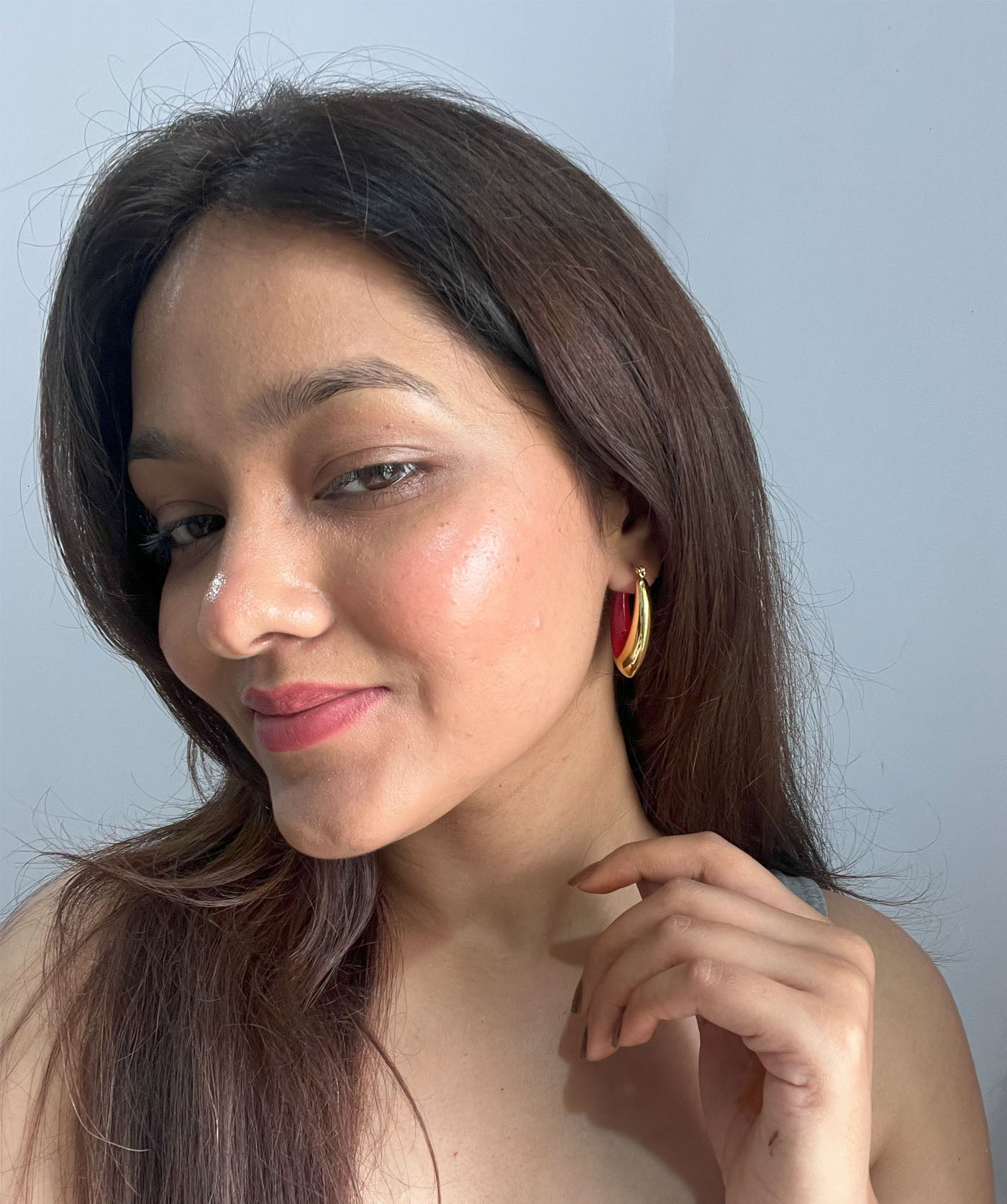 Red Ellipse Hue Earrings