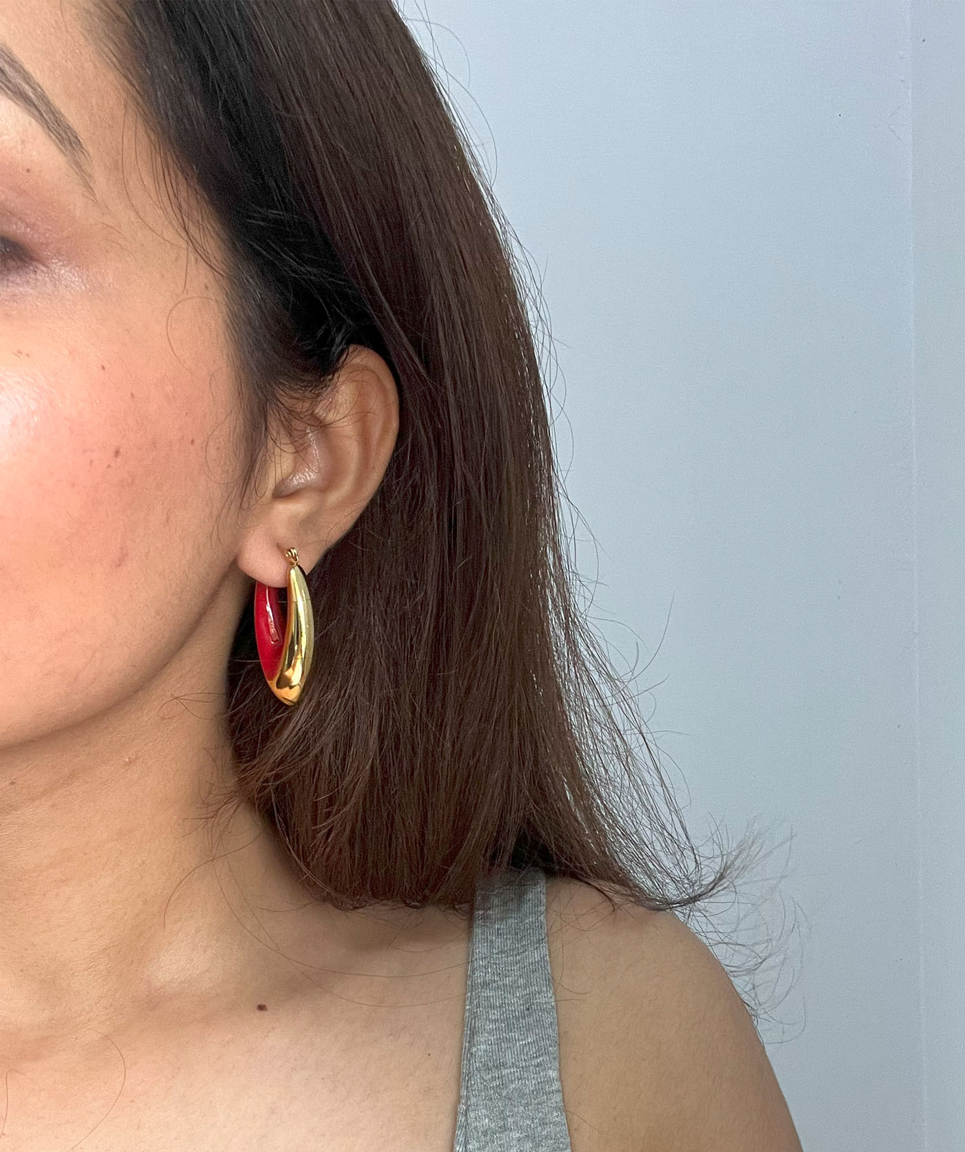 Red Ellipse Hue Earrings