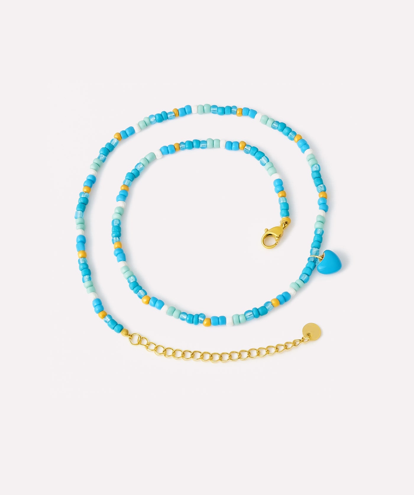 Blue Beads Heart Necklace