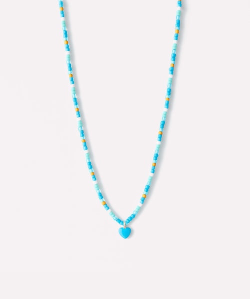 Blue Beads Heart Necklace
