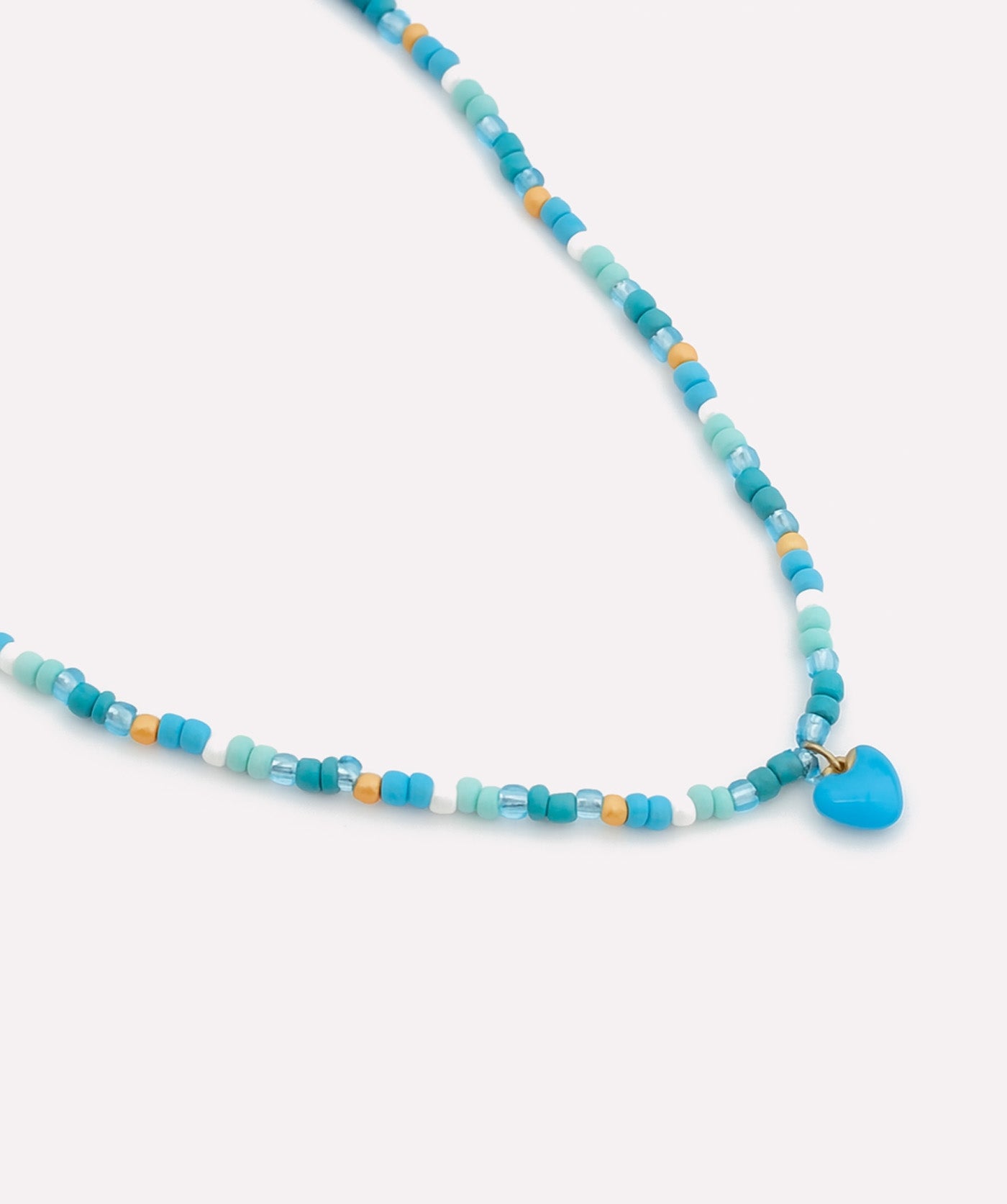 Blue Beads Heart Necklace