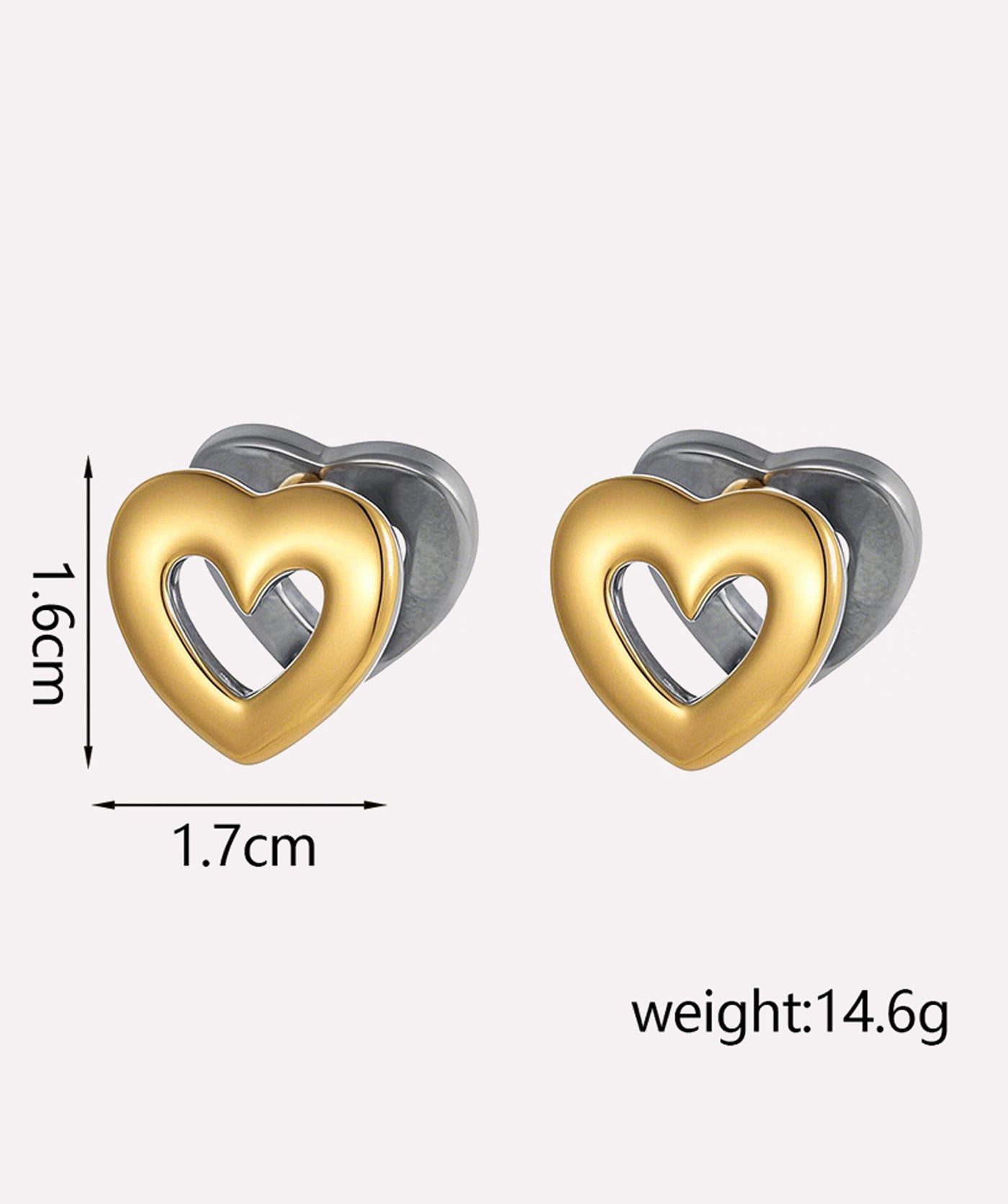 Half & Half Hearts Studs