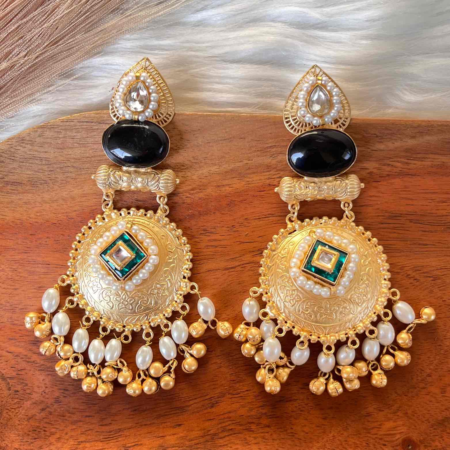 Black - Green Sitara Golden Fusion Earrings - womaniya - Black - Green Sitara Golden Fusion Earrings - womaniya -  -  -  - #tag1# - #tag2# - #tag3# - #tag4#
