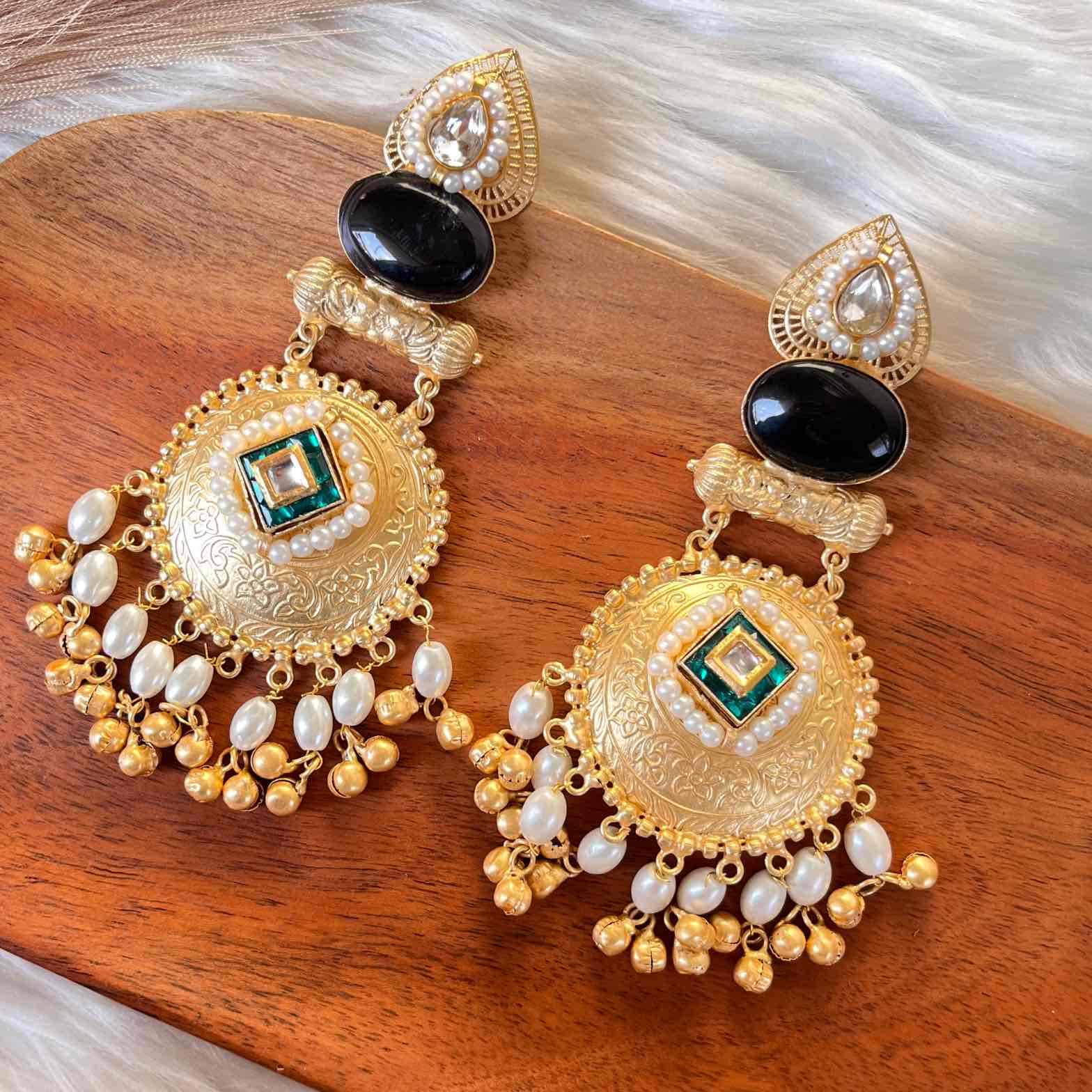Black - Green Sitara Golden Fusion Earrings - womaniya - Black - Green Sitara Golden Fusion Earrings - womaniya -  -  -  - #tag1# - #tag2# - #tag3# - #tag4#