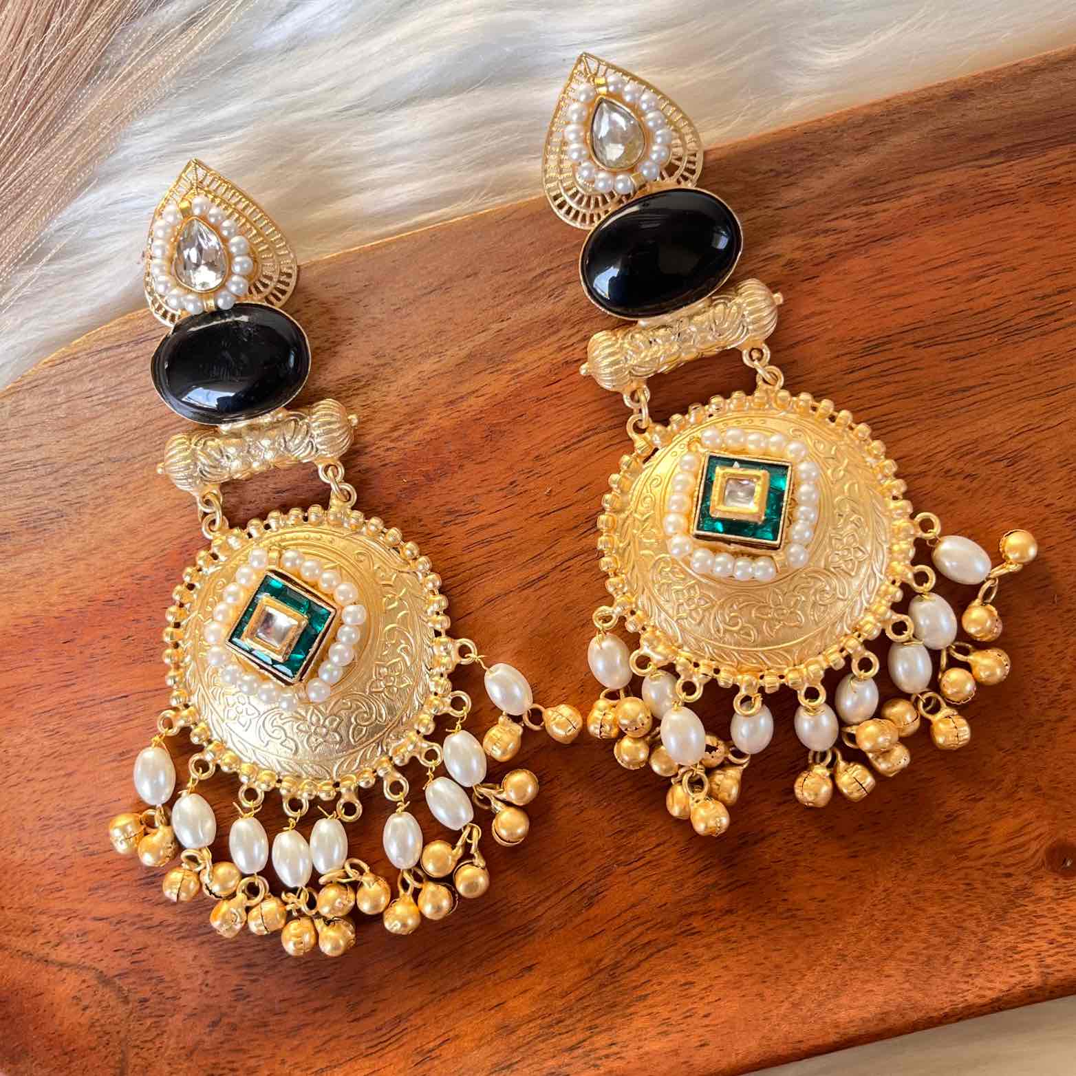 Black - Green Sitara Golden Fusion Earrings - womaniya - Black - Green Sitara Golden Fusion Earrings - womaniya -  -  -  - #tag1# - #tag2# - #tag3# - #tag4#