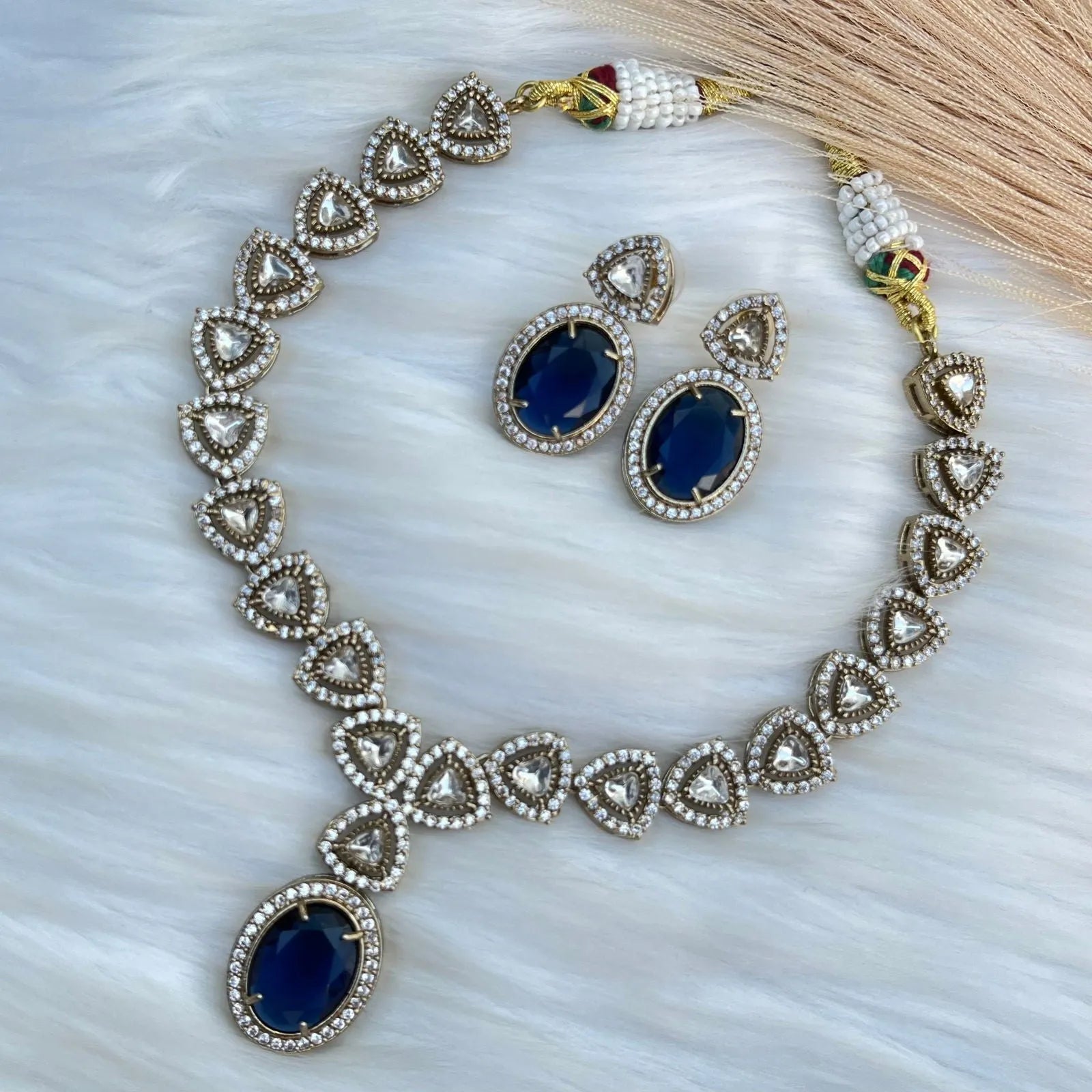 Blue Jewelled Curve Necklace Set - womaniya - Blue Jewelled Curve Necklace Set - womaniya -  -  -  - #tag1# - #tag2# - #tag3# - #tag4#