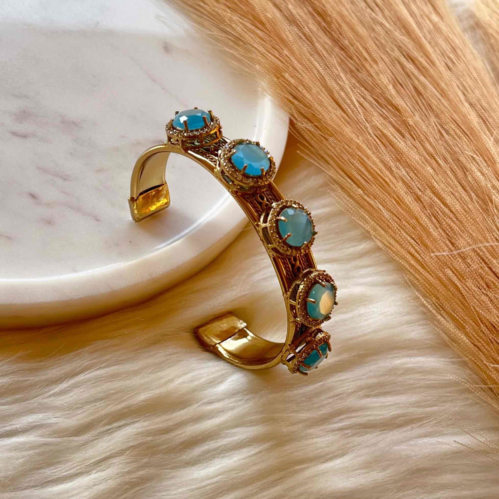 Blue Majestic Motif Fusion Bangle - womaniya - Blue Majestic Motif Fusion Bangle - womaniya -  -  -  - #tag1# - #tag2# - #tag3# - #tag4#