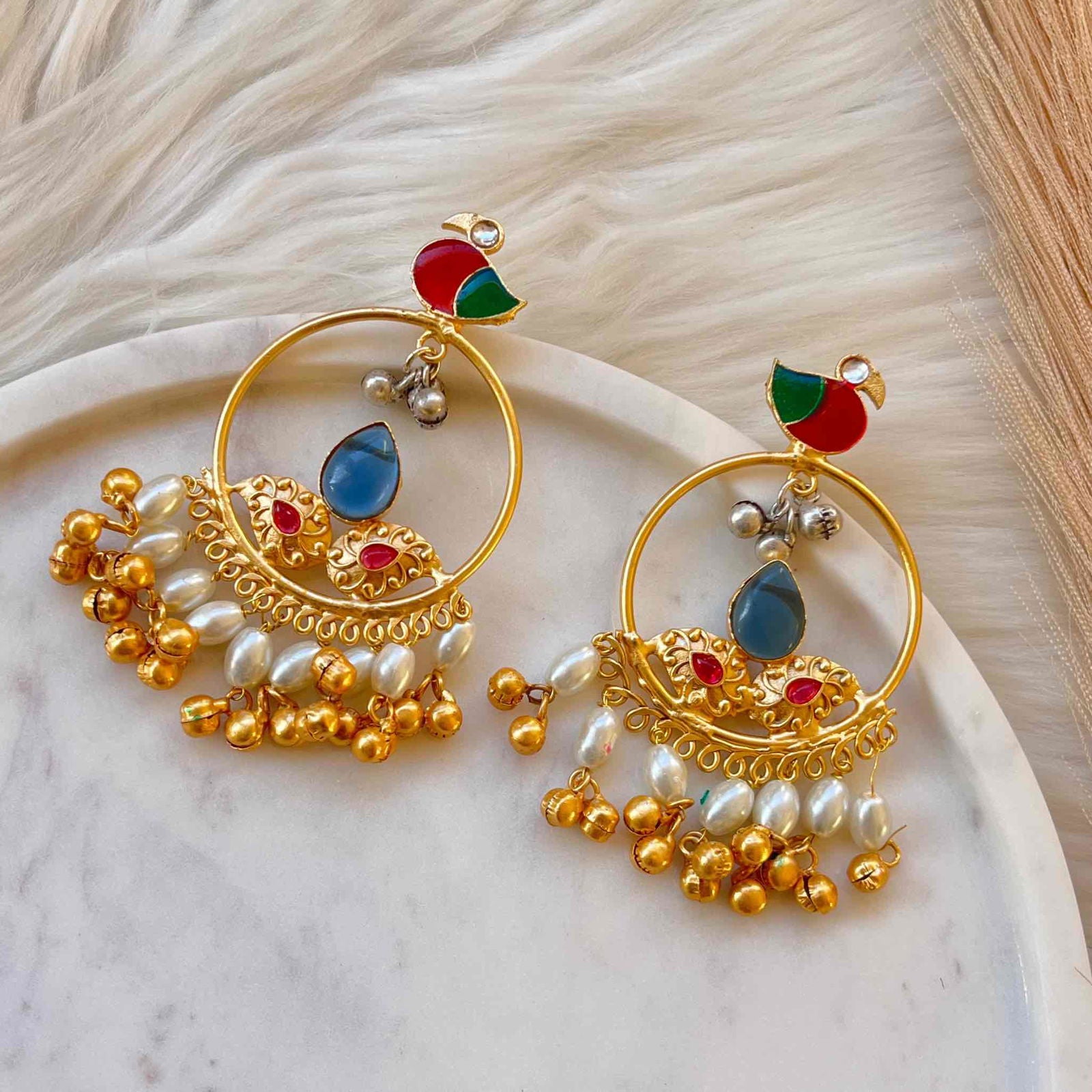 Blue Round Chidiya Golden Fusion Earrings - womaniya - Blue Round Chidiya Golden Fusion Earrings - womaniya -  -  -  - #tag1# - #tag2# - #tag3# - #tag4#