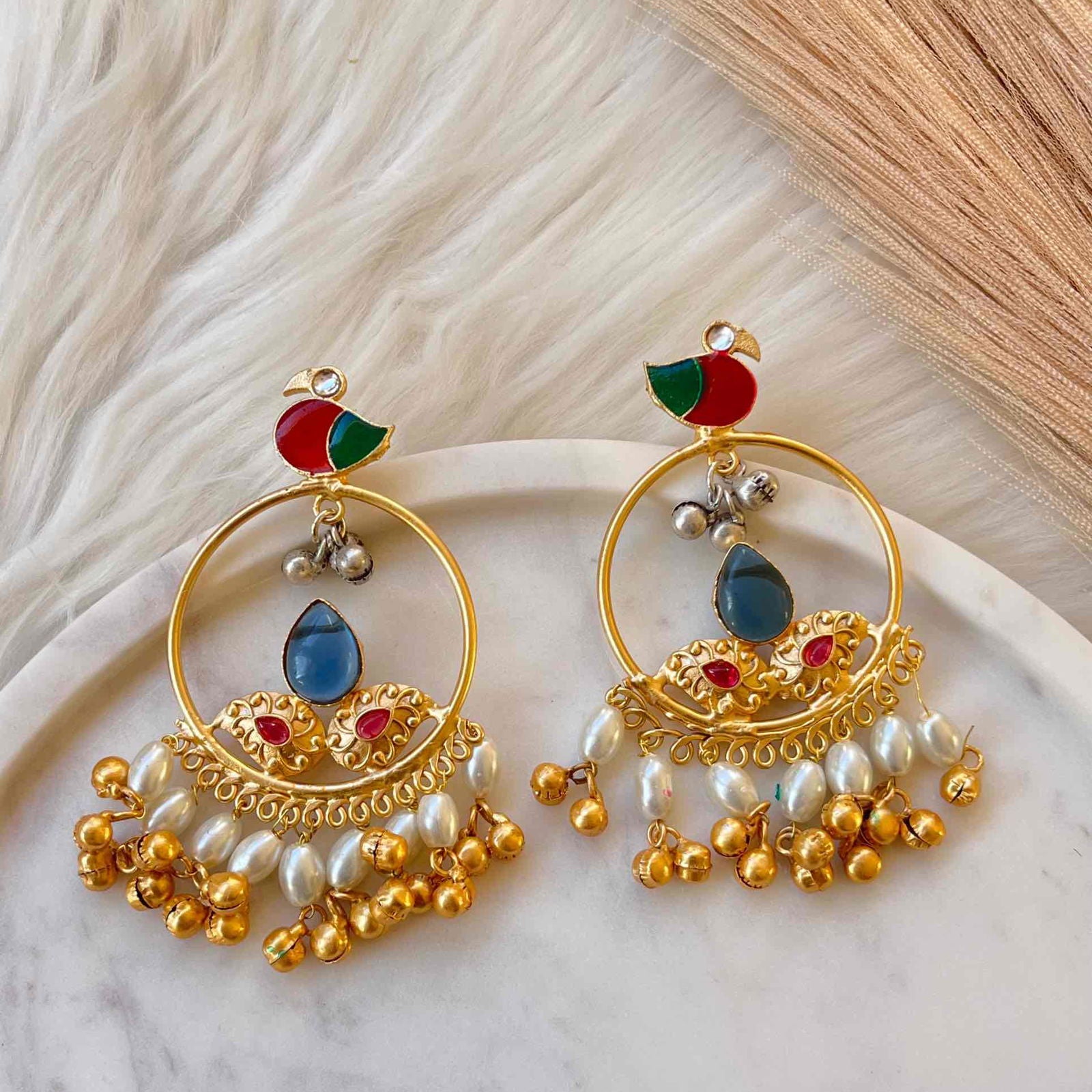 Blue Round Chidiya Golden Fusion Earrings - womaniya - Blue Round Chidiya Golden Fusion Earrings - womaniya -  -  -  - #tag1# - #tag2# - #tag3# - #tag4#