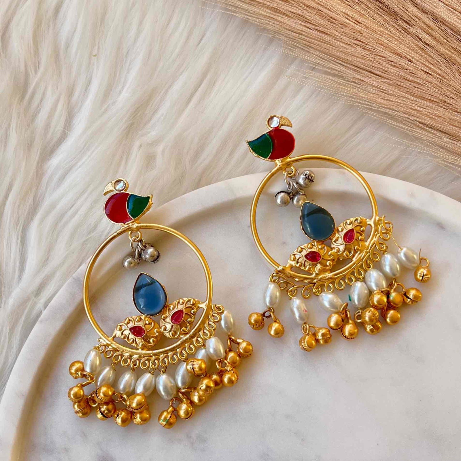 Blue Round Chidiya Golden Fusion Earrings - womaniya - Blue Round Chidiya Golden Fusion Earrings - womaniya -  -  -  - #tag1# - #tag2# - #tag3# - #tag4#