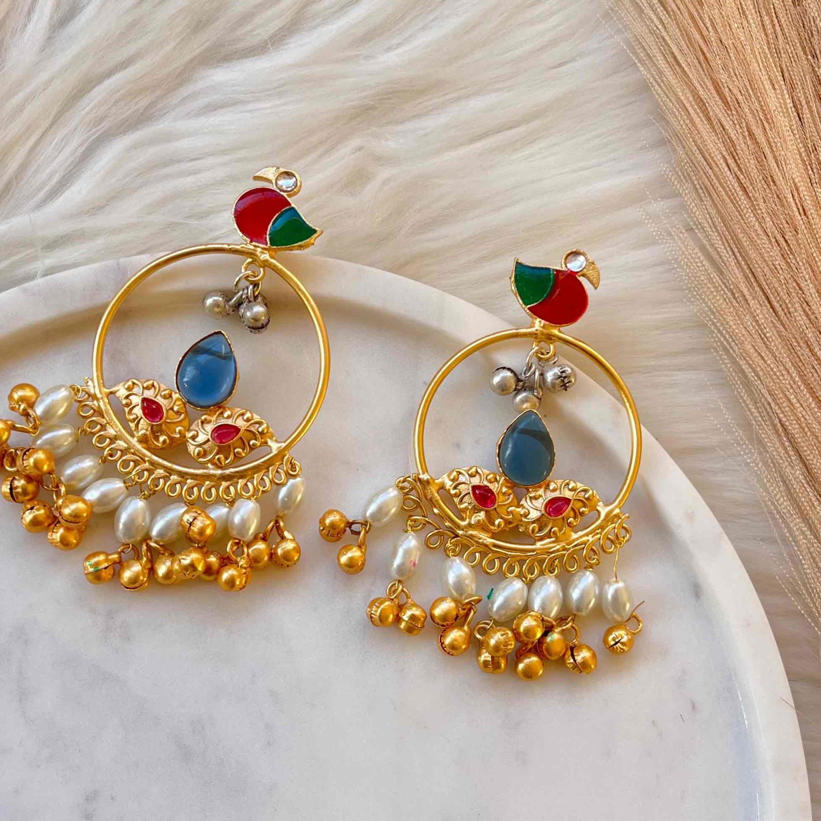 Blue Round Chidiya Golden Fusion Earrings - womaniya - Blue Round Chidiya Golden Fusion Earrings - womaniya -  -  -  - #tag1# - #tag2# - #tag3# - #tag4#