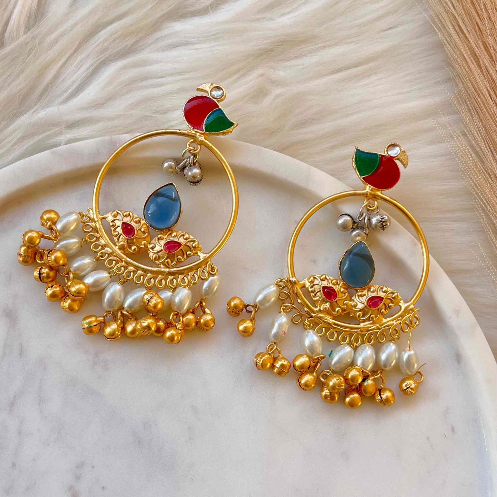 Blue Round Chidiya Golden Fusion Earrings - womaniya - Blue Round Chidiya Golden Fusion Earrings - womaniya -  -  -  - #tag1# - #tag2# - #tag3# - #tag4#