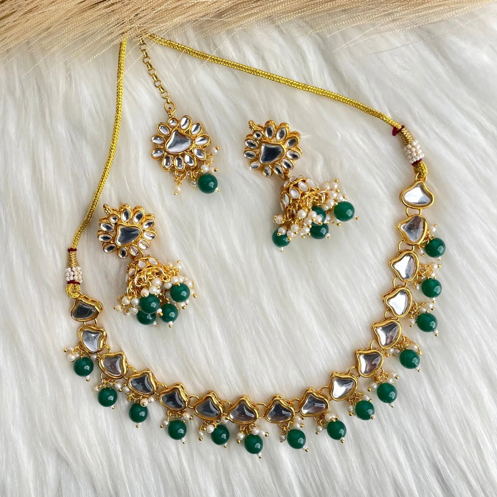 Green Chandrika Charm Necklace Set - womaniya - Green Chandrika Charm Necklace Set - womaniya -  -  -  - #tag1# - #tag2# - #tag3# - #tag4#
