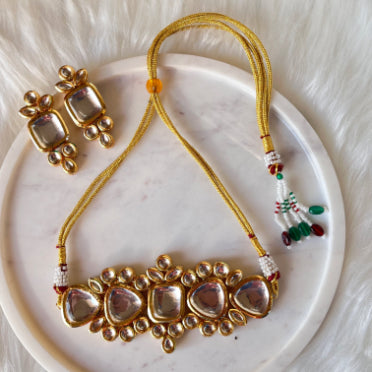 Square Glow Kundan Necklace Set