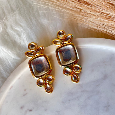 Square Glow Kundan Necklace Set