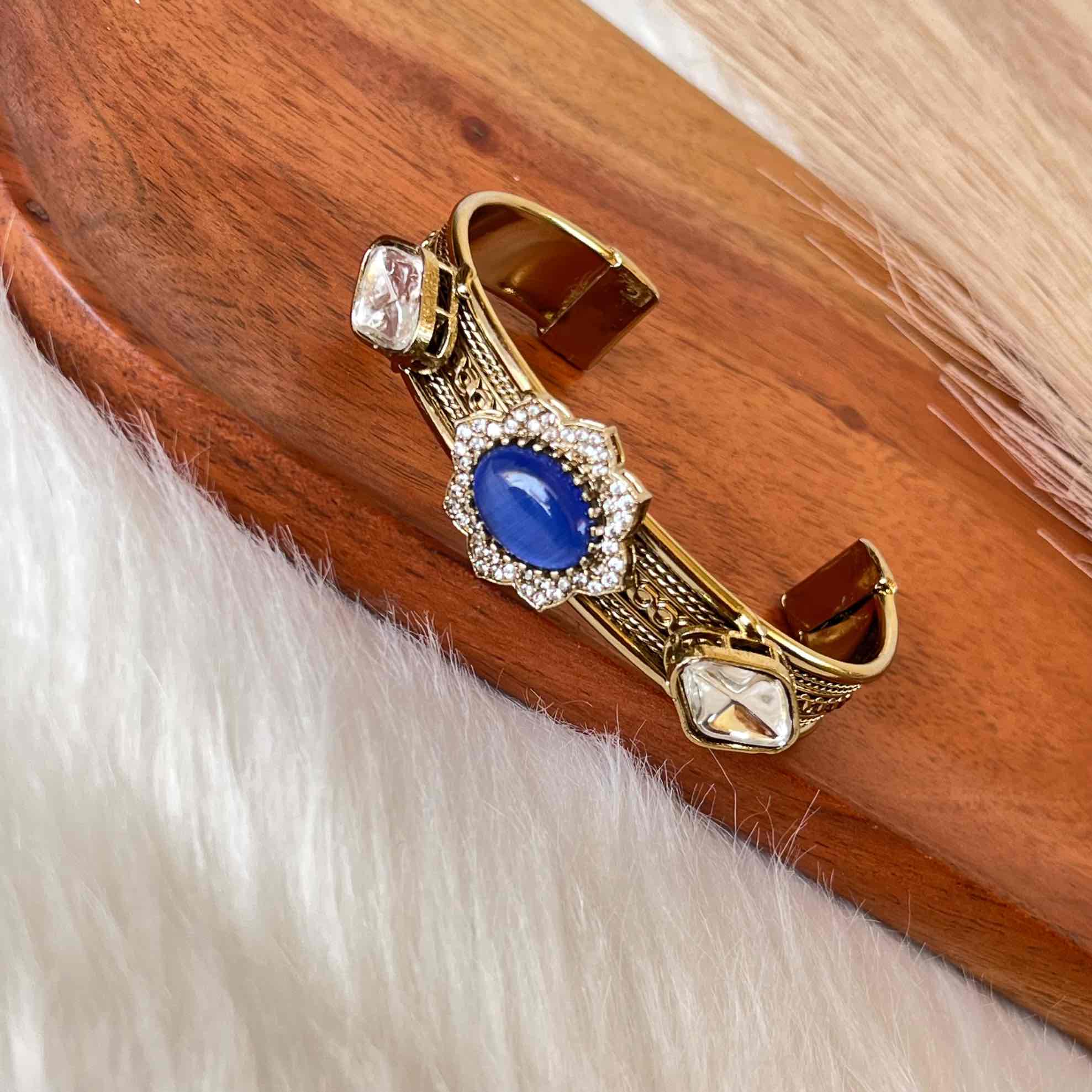 Navy Blue Linear Chic Fusion Kada