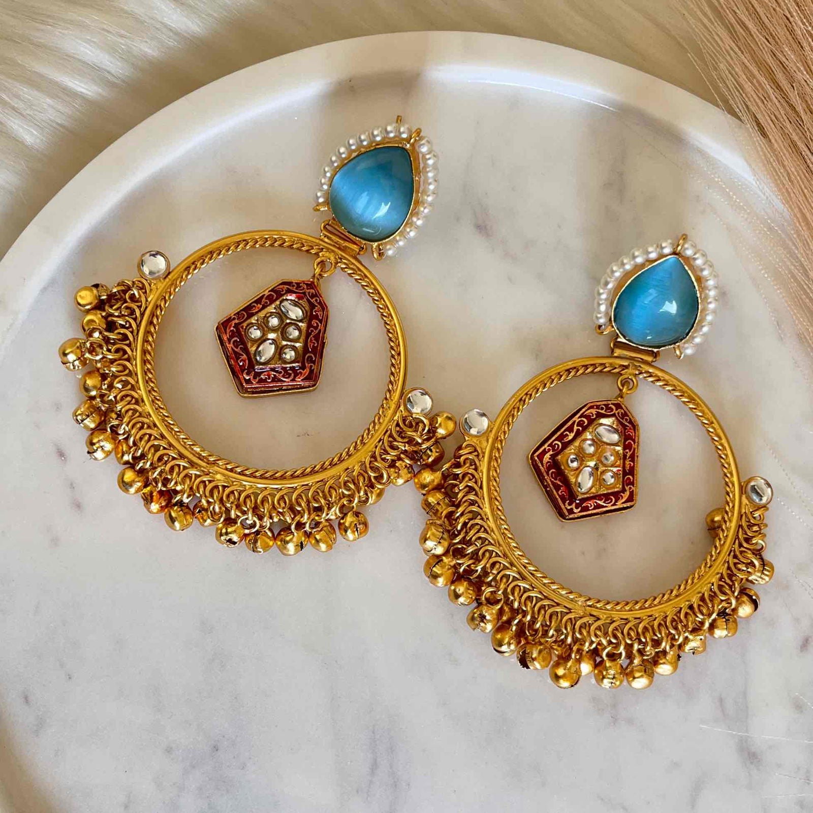 Light Blue Naina Golden Fusion Earrings - womaniya - Light Blue Naina Golden Fusion Earrings - womaniya -  -  -  - #tag1# - #tag2# - #tag3# - #tag4#