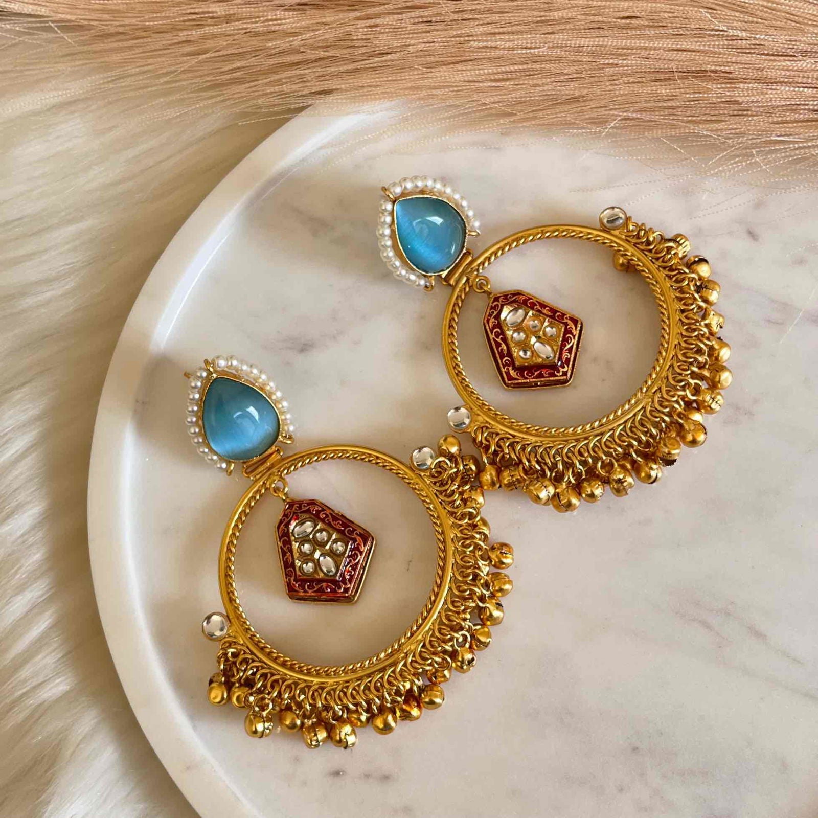 Light Blue Naina Golden Fusion Earrings - womaniya - Light Blue Naina Golden Fusion Earrings - womaniya -  -  -  - #tag1# - #tag2# - #tag3# - #tag4#
