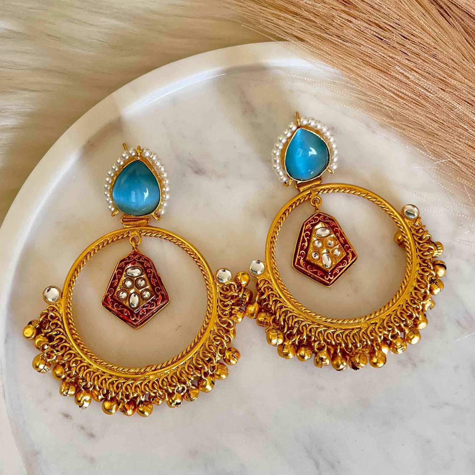 Light Blue Naina Golden Fusion Earrings - womaniya - Light Blue Naina Golden Fusion Earrings - womaniya -  -  -  - #tag1# - #tag2# - #tag3# - #tag4#