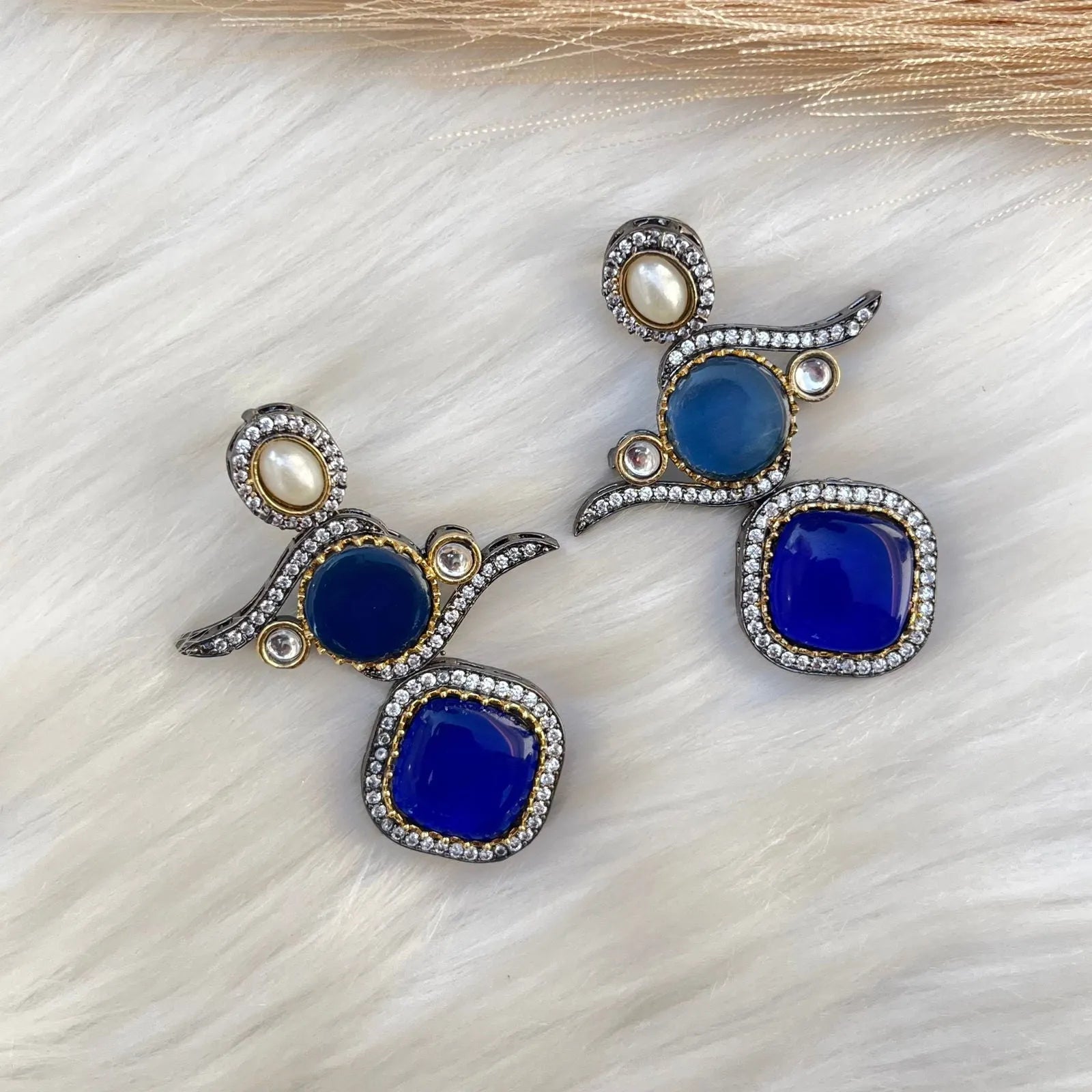 Navy Blue Classic Modern Blend Earrings - womaniya - Navy Blue Classic Modern Blend Earrings - womaniya -  -  -  - #tag1# - #tag2# - #tag3# - #tag4#