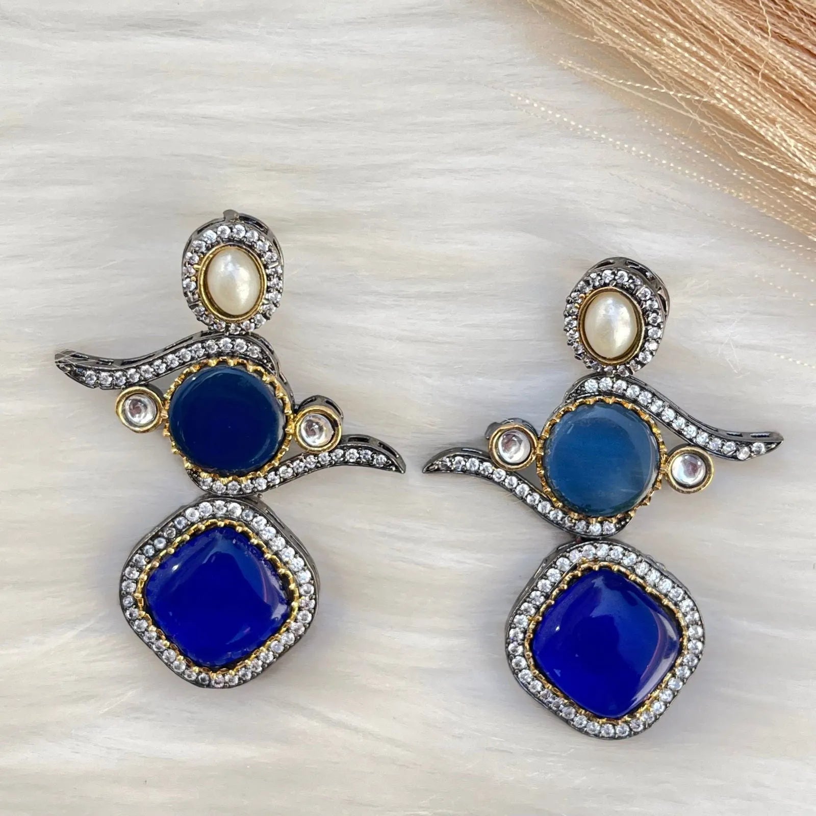 Navy Blue Classic Modern Blend Earrings - womaniya - Navy Blue Classic Modern Blend Earrings - womaniya -  -  -  - #tag1# - #tag2# - #tag3# - #tag4#
