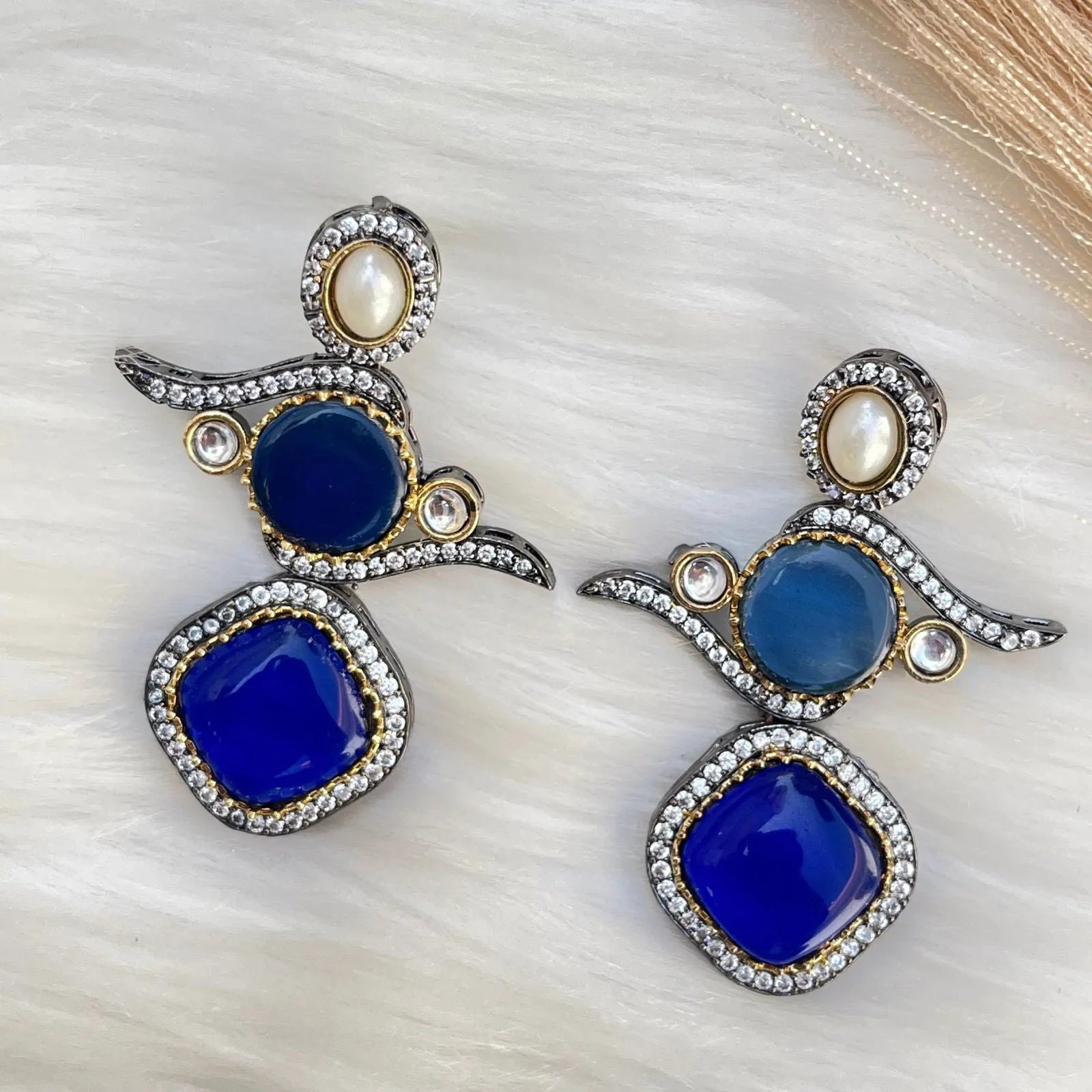 Navy Blue Classic Modern Blend Earrings - womaniya - Navy Blue Classic Modern Blend Earrings - womaniya -  -  -  - #tag1# - #tag2# - #tag3# - #tag4#