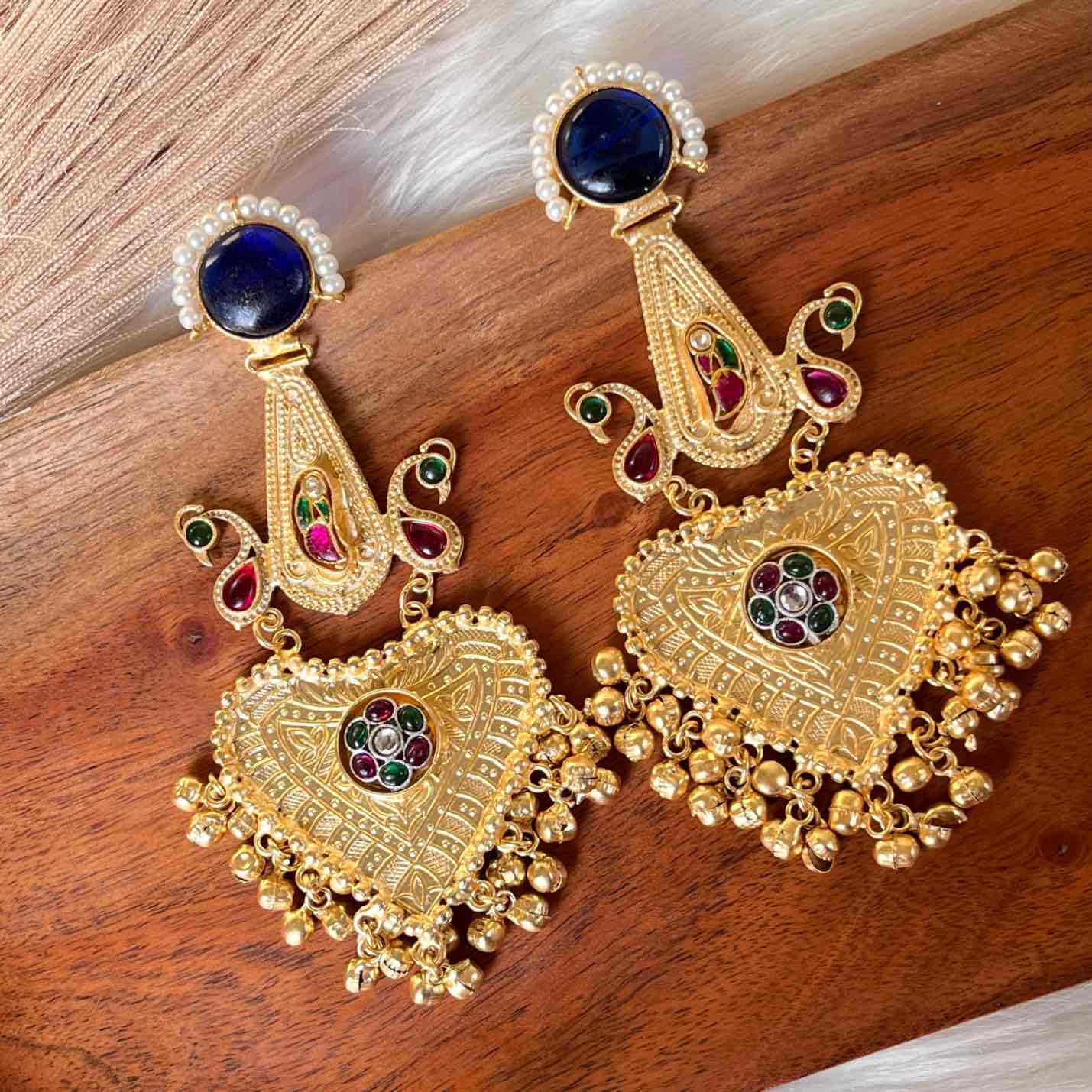 Navy Blue Meenakshi Fusion Golden Earrings - womaniya - Navy Blue Meenakshi Fusion Golden Earrings - womaniya -  -  -  - #tag1# - #tag2# - #tag3# - #tag4#