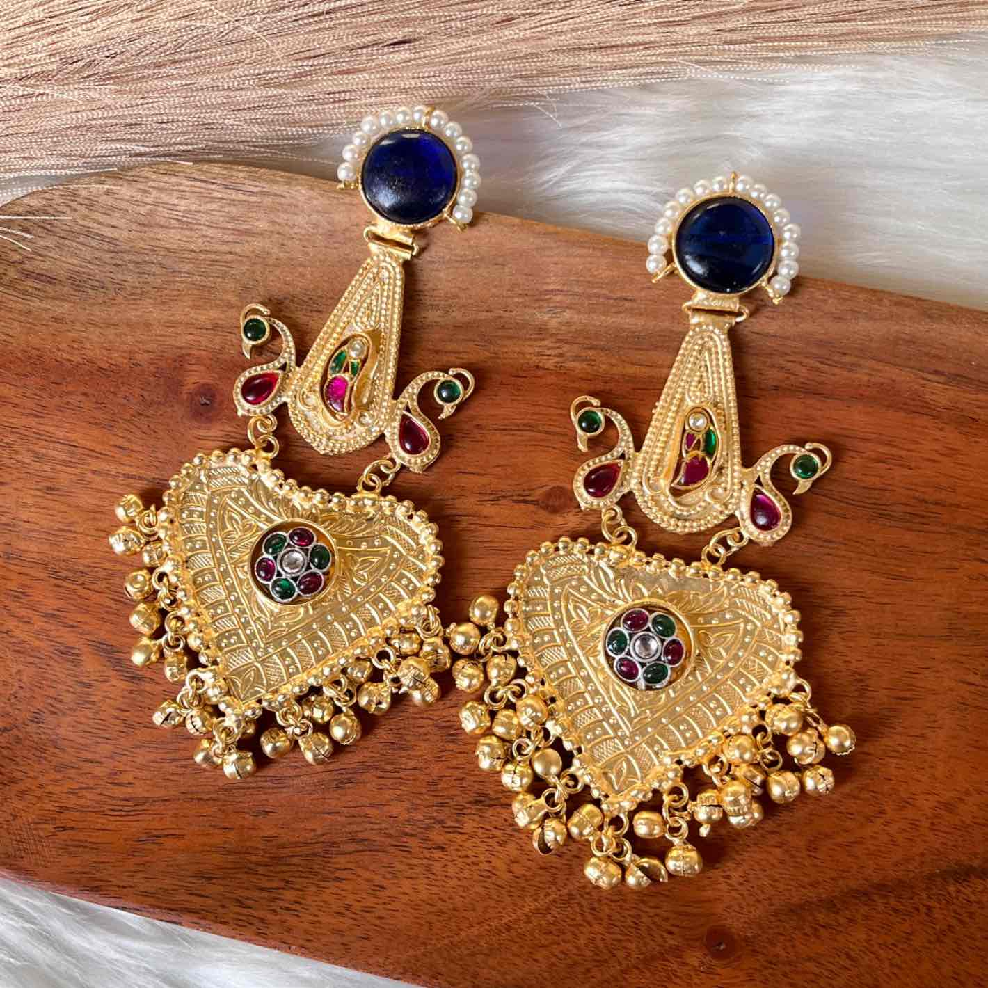 Navy Blue Meenakshi Fusion Golden Earrings - womaniya - Navy Blue Meenakshi Fusion Golden Earrings - womaniya -  -  -  - #tag1# - #tag2# - #tag3# - #tag4#