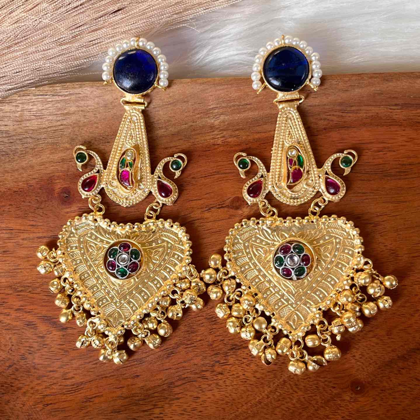 Navy Blue Meenakshi Fusion Golden Earrings - womaniya - Navy Blue Meenakshi Fusion Golden Earrings - womaniya -  -  -  - #tag1# - #tag2# - #tag3# - #tag4#