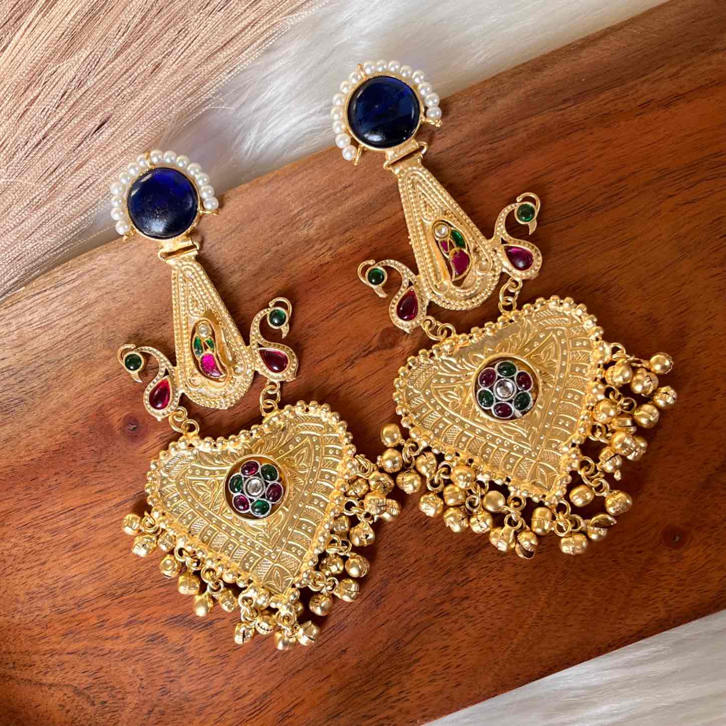Navy Blue Meenakshi Fusion Golden Earrings - womaniya - Navy Blue Meenakshi Fusion Golden Earrings - womaniya -  -  -  - #tag1# - #tag2# - #tag3# - #tag4#