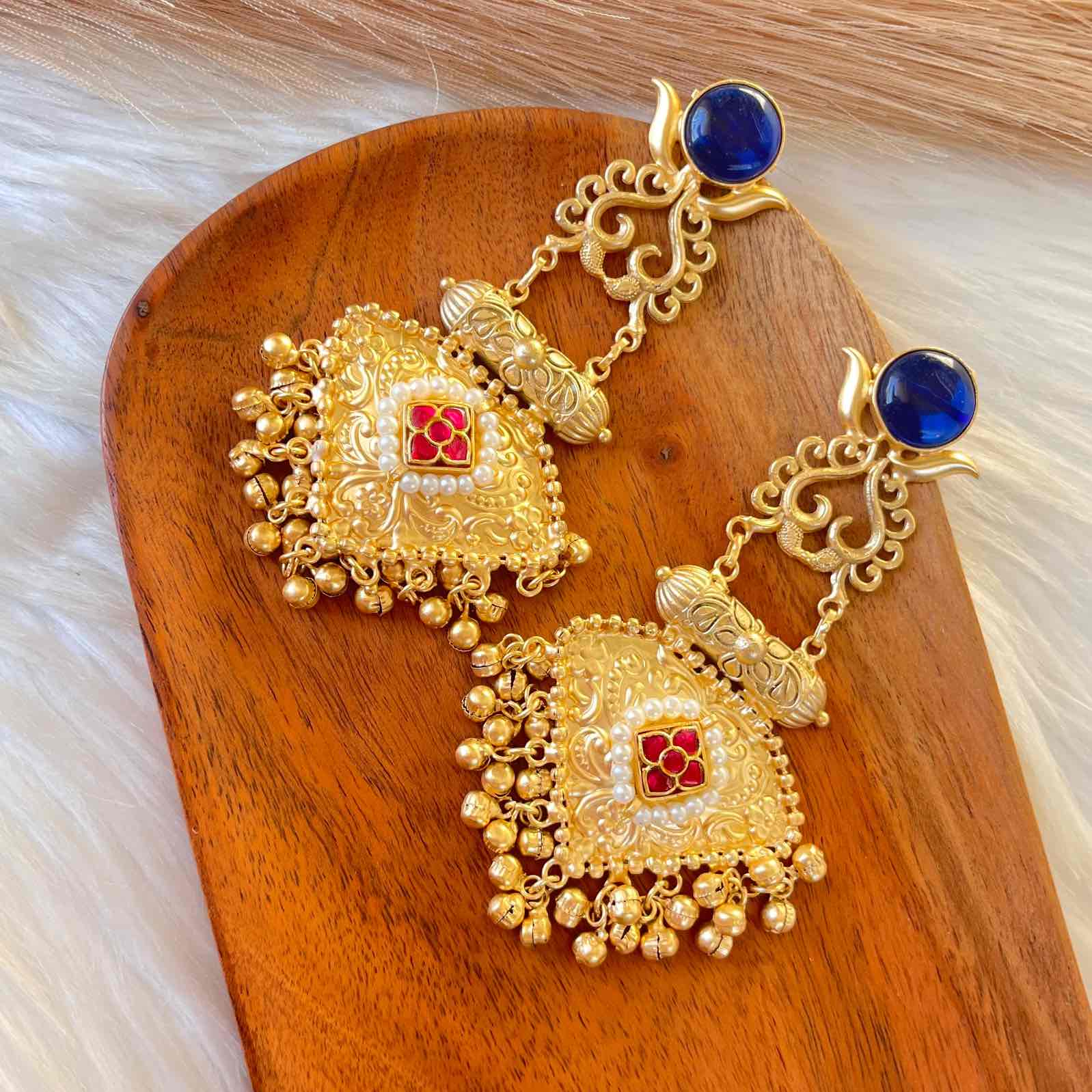 Navy Blue Royal Golden Fusion Earrings - womaniya - Navy Blue Royal Golden Fusion Earrings - womaniya -  -  -  - #tag1# - #tag2# - #tag3# - #tag4#