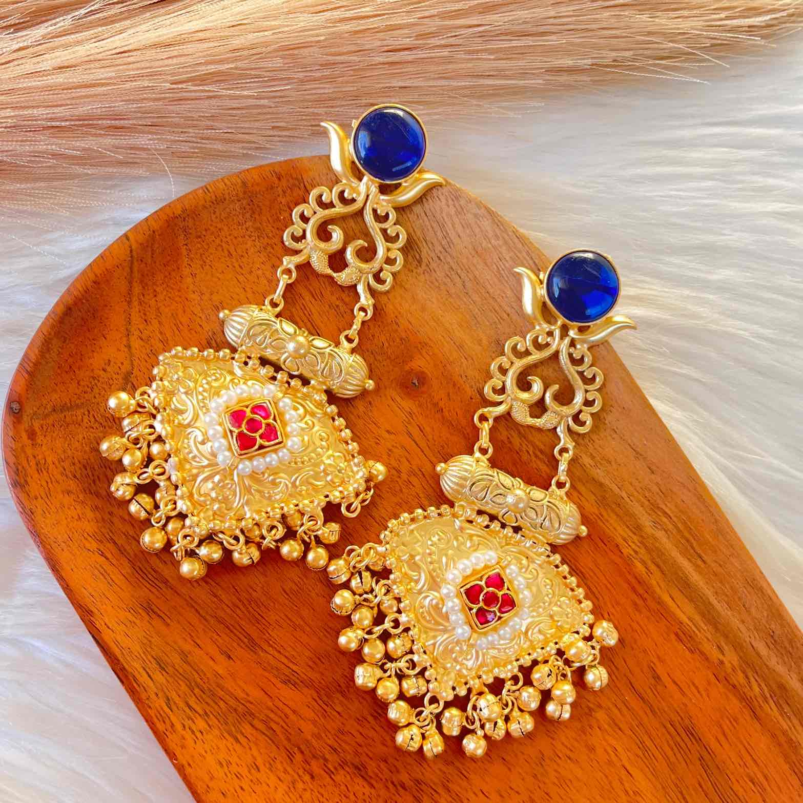 Navy Blue Royal Golden Fusion Earrings - womaniya - Navy Blue Royal Golden Fusion Earrings - womaniya -  -  -  - #tag1# - #tag2# - #tag3# - #tag4#