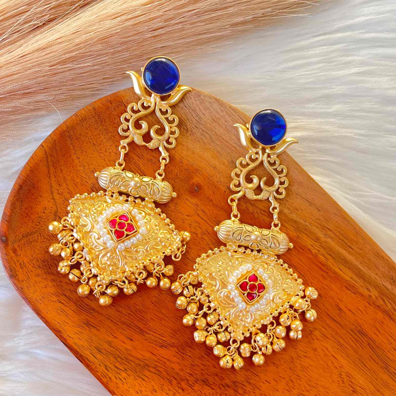 Navy Blue Royal Golden Fusion Earrings - womaniya - Navy Blue Royal Golden Fusion Earrings - womaniya -  -  -  - #tag1# - #tag2# - #tag3# - #tag4#
