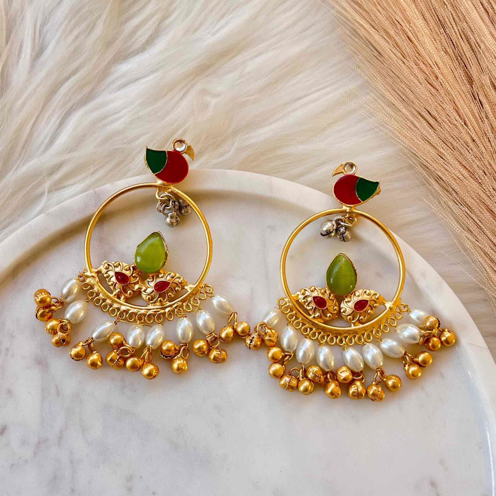 Parrot Green Round Chidiya Golden Fusion Earrings - womaniya - Parrot Green Round Chidiya Golden Fusion Earrings - womaniya -  -  -  - #tag1# - #tag2# - #tag3# - #tag4#