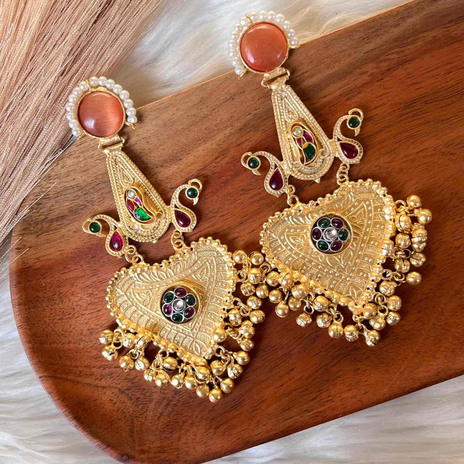 Peach Meenakshi Fusion Golden Earrings - womaniya - Peach Meenakshi Fusion Golden Earrings - womaniya -  -  -  - #tag1# - #tag2# - #tag3# - #tag4#