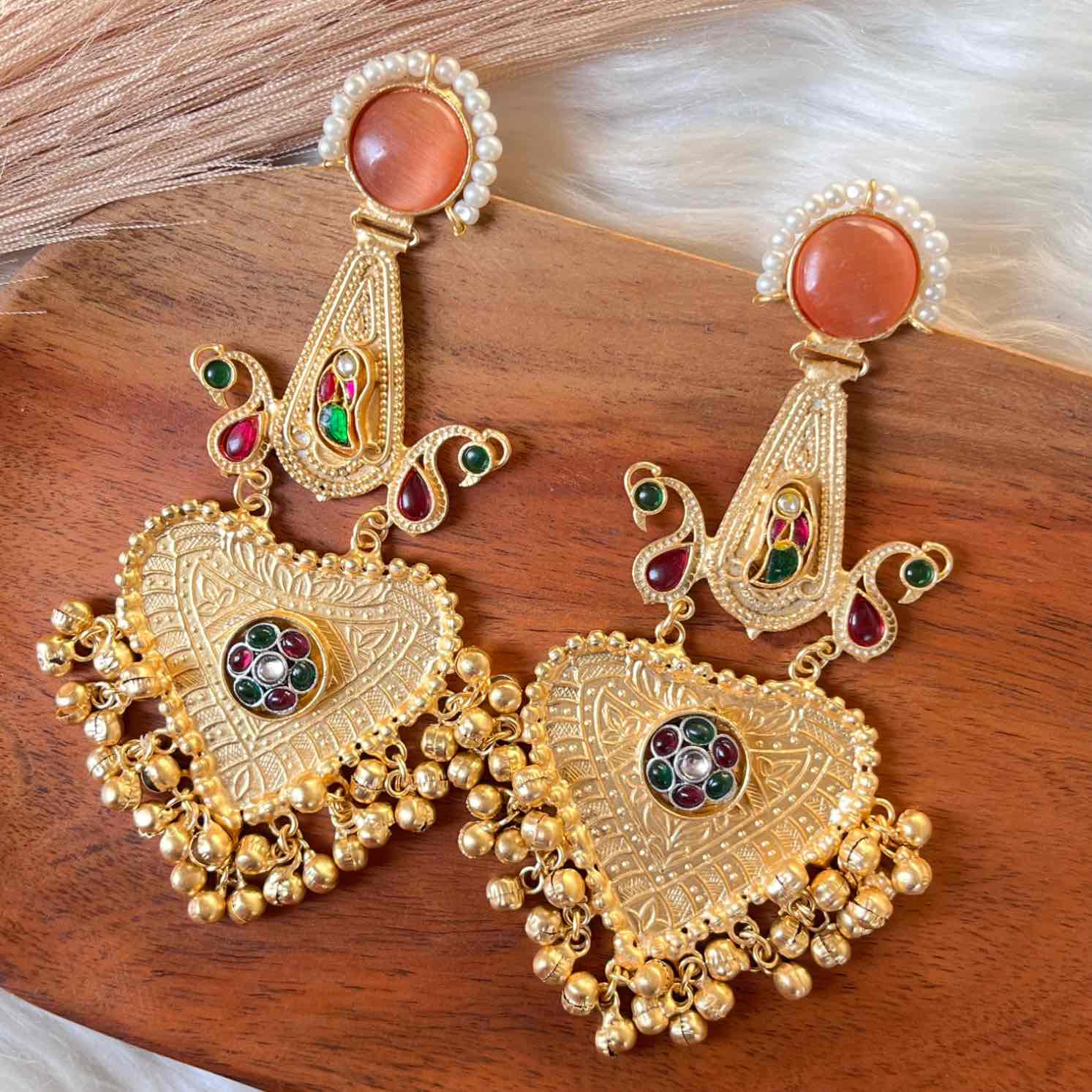 Peach Meenakshi Fusion Golden Earrings - womaniya - Peach Meenakshi Fusion Golden Earrings - womaniya -  -  -  - #tag1# - #tag2# - #tag3# - #tag4#