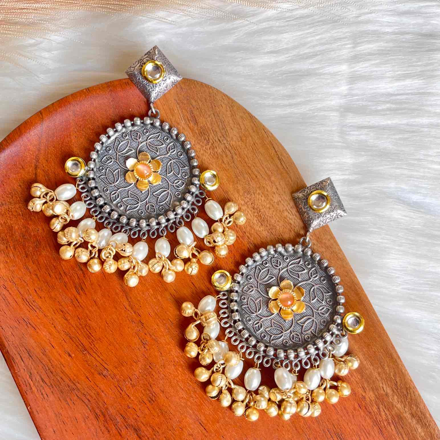 Peach Round Silver Fusion Earrings - womaniya - Peach Round Silver Fusion Earrings - womaniya -  -  -  - #tag1# - #tag2# - #tag3# - #tag4#