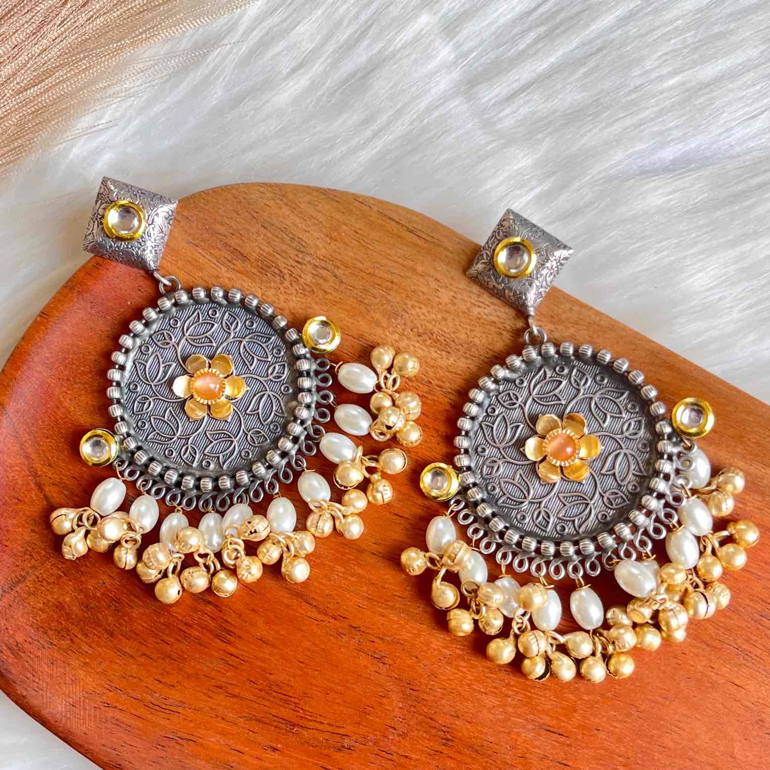Peach Round Silver Fusion Earrings - womaniya - Peach Round Silver Fusion Earrings - womaniya -  -  -  - #tag1# - #tag2# - #tag3# - #tag4#