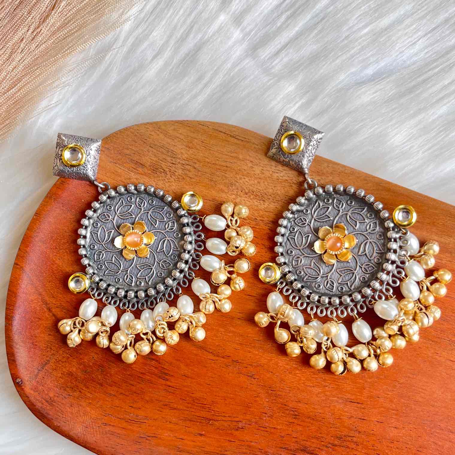 Peach Round Silver Fusion Earrings - womaniya - Peach Round Silver Fusion Earrings - womaniya -  -  -  - #tag1# - #tag2# - #tag3# - #tag4#