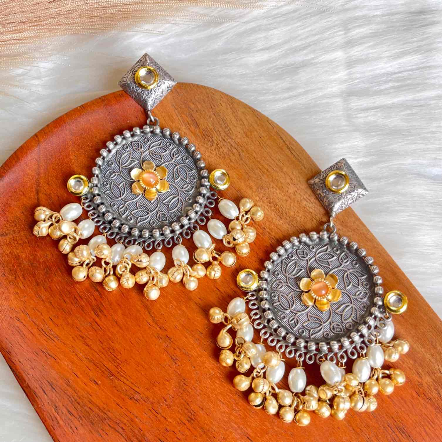 Peach Round Silver Fusion Earrings - womaniya - Peach Round Silver Fusion Earrings - womaniya -  -  -  - #tag1# - #tag2# - #tag3# - #tag4#