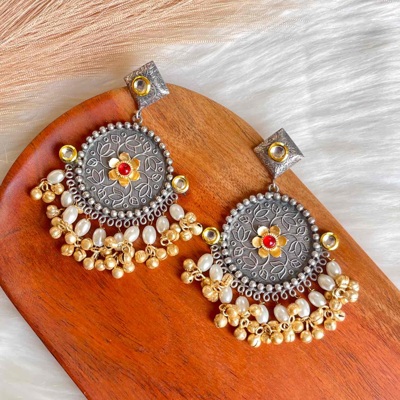 Red Round Silver Fusion Earrings - womaniya - Red Round Silver Fusion Earrings - womaniya -  -  -  - #tag1# - #tag2# - #tag3# - #tag4#