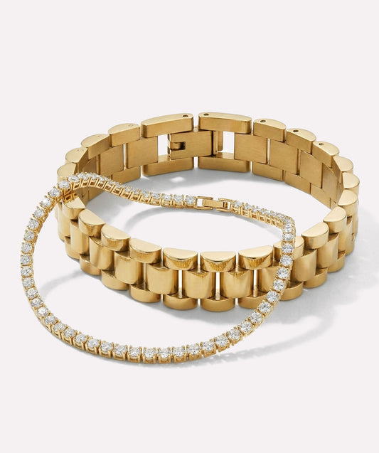 The Ultimate Stack (Tennis 3mm + Watch-Link Bracelet)