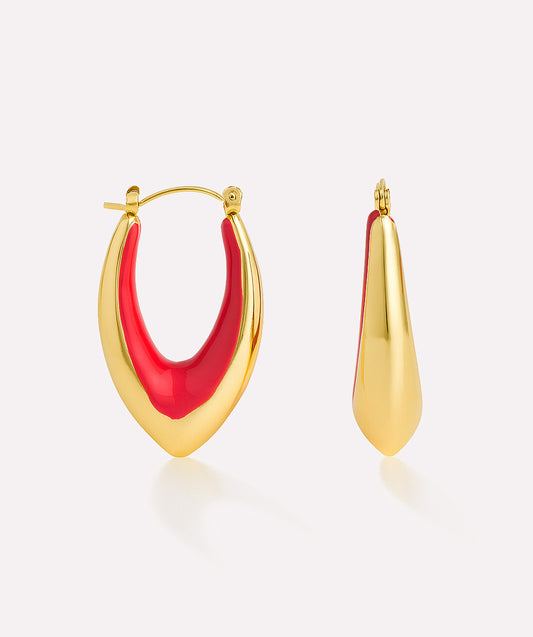 Red Ellipse Hue Earrings