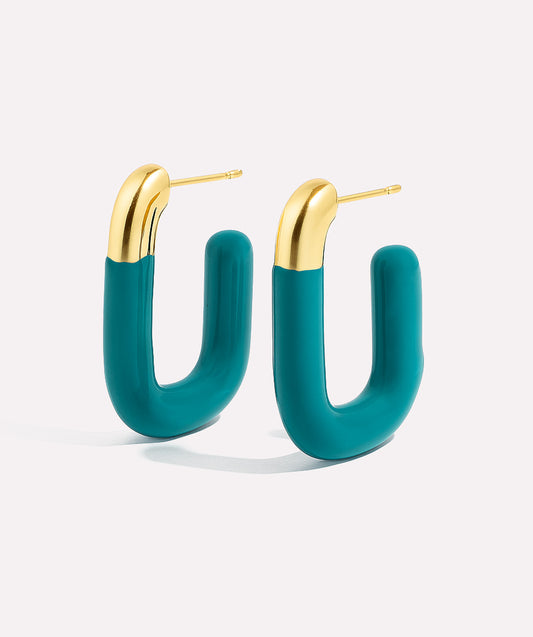 Green Color Curl Earrings