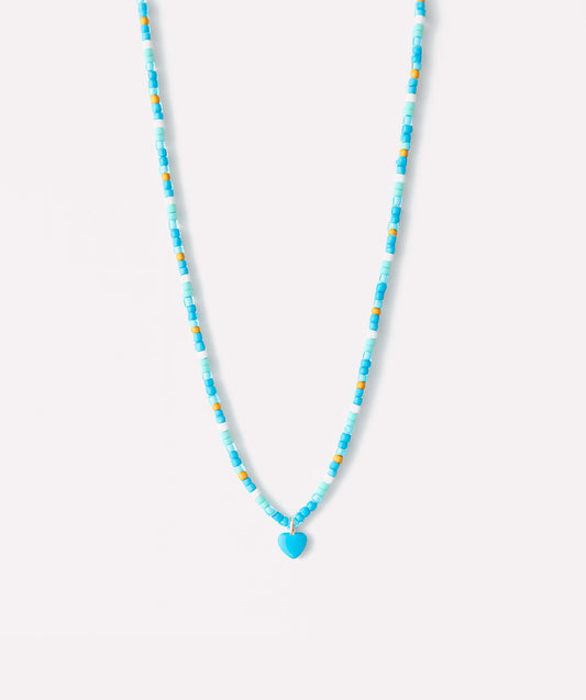 Blue Beads Heart Necklace