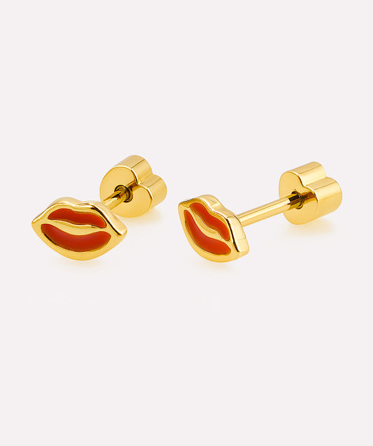 Bold Orange Pout Studs