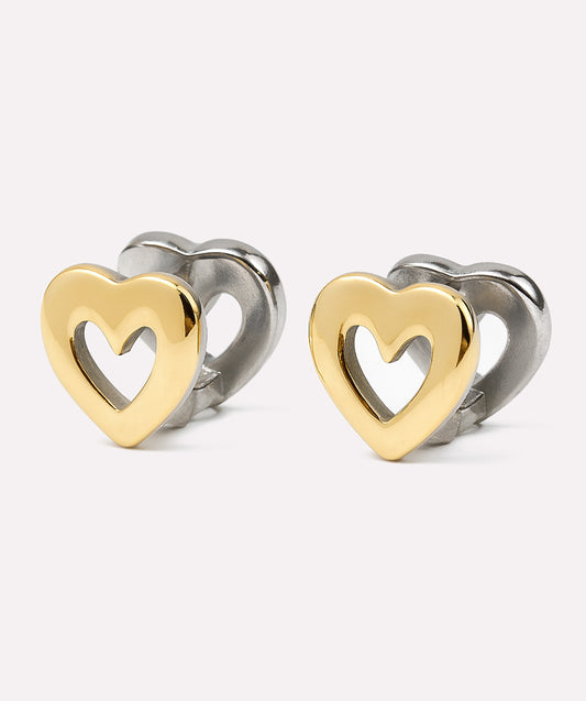 Half & Half Hearts Studs